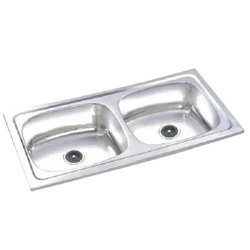 Stainless Steel Double Bowl Sink - Rectangular, Glossy Finish | Undermount Installation, Durable and Elegant Design, Made in India