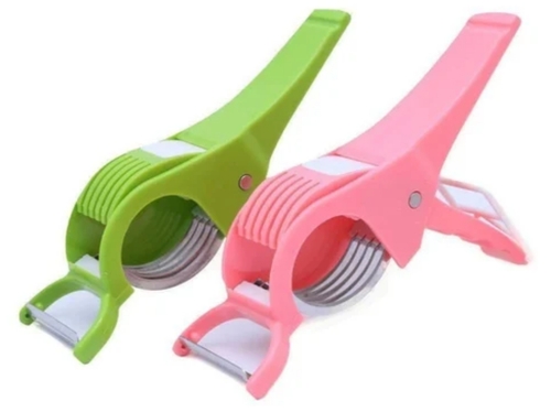 Vegetable Fruit Cutter - Abs Plastic, Lightweight Compact Design | Sharp Blades, Ergonomic Handle, Easy To Clean, Safe Operation, Versatile Use, Comfortable Grip, Green Color
