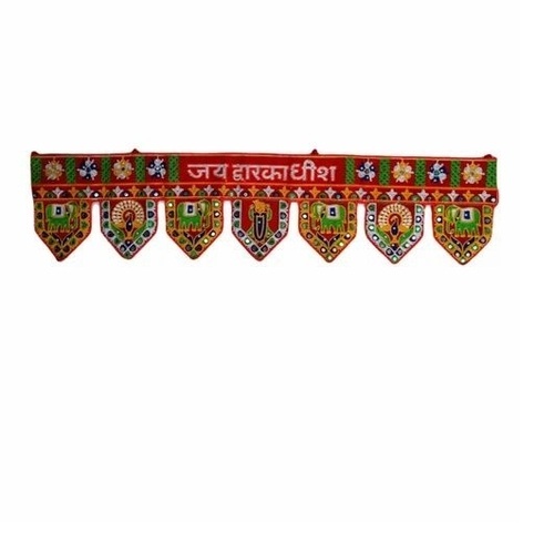 Viveka Dwarikadheesh Toran - Velvet Fabric, Washable, Red Color | Lightweight, Non-Toxic, Indian Regional Style, Decorative Theme