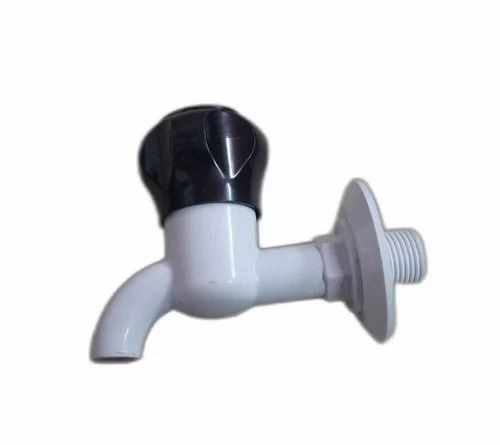 Wall Tap - PVC Material, Wall Mounted Design, Rust Proof, Round Handle, Matte White Finish