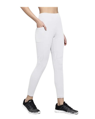 White Gym Leggings - Polyester & Spandex Blend, High Waist Design | 4-Way Stretch, Breathable, Quick Dry, Fade & Wrinkle Resistance