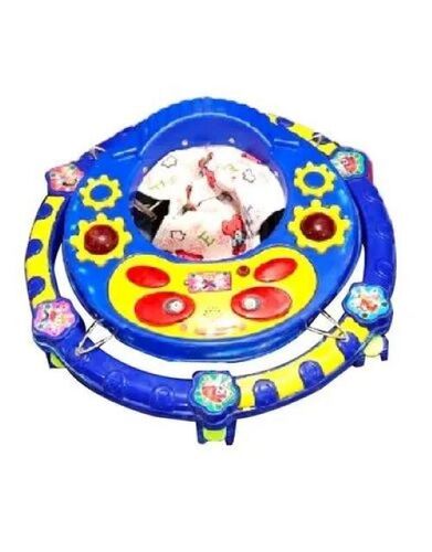 1 Feet Blue Plastic Baby Walker - Plastic and Iron Material, 3-12 Months Age, Wide Seating, Easy to Clean, Foldable Design, Non-Marking Wheels