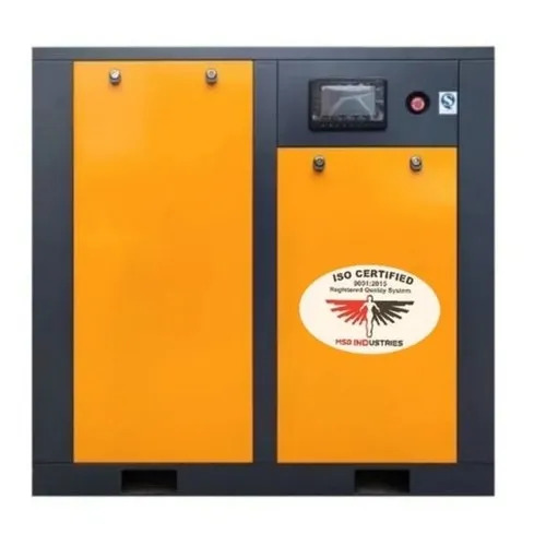 Screw Air Compressor - 20 HP, 500 Ltr Air Tank Capacity, 10 Bar Discharge Pressure | 89 Cfm Maximum Flow Rate, Industrial Use, Electric Power Source, Yellow/Black/Gray Color, Air Cooled Design, 400 Kg Weight