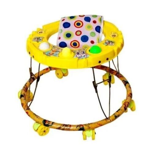 Baby Walker - Plastic and Iron, 2 Foot Height, Yellow and White | Premium Quality, Ergonomic Design, Comfortable Seating, Wide Seating, Safety Certified, Easy to Clean, Foldable for Storage, Strong Support