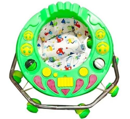 8 Wheel Blue Plastic Baby Walker - Plastic and Iron, 3-12 Months, Green | Wide Seating, Safety Certified, Easy to Clean, Strong Support, Foldable, Non-Marking Wheels