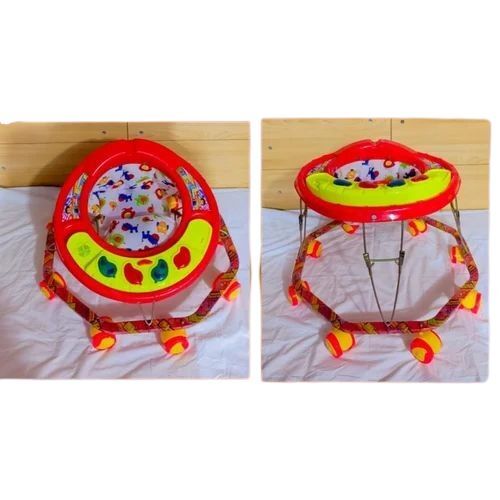 Premium Baby Walker - 3 Foot Height, Red and Orange Color | Durable Build, Removable Tray, Easy Assembly, Interactive Toys, Smooth Gliding, Non-Toxic Material, Wide Base, Brake System