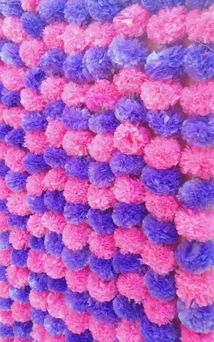 Artificial Marigold Flower Garlands - Plastic Material Lightweight Design Pink and Purple Colors Eco-Friendly Low Maintenance Festive Decoration with Beaded Accents