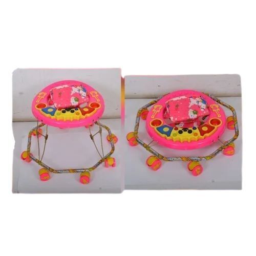 Baby Walker - Metal, Optimal Quality, Red | Adjustable Height, Lightweight, Anti-Slip Wheels, Foldable, Comfortable Padding, 360-Degree Rotation