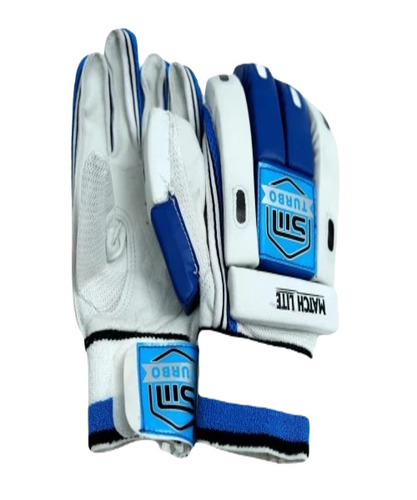 Batting Gloves - Premium Leather Material Medium Size White Color | Best Quality Lightweight Design Unisex Adult Size Printed Features