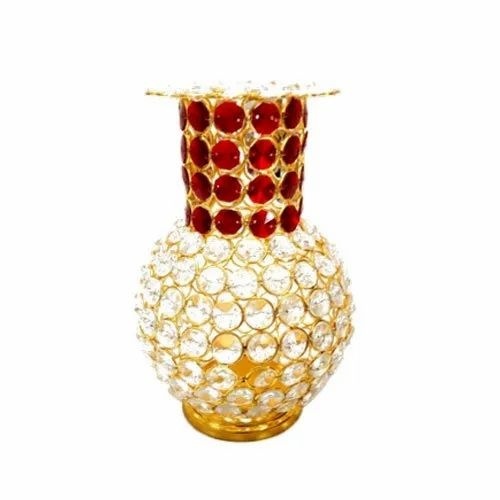 Beautiful Crystal Flower Vase - Brass & Crystal Glass, 5.5x8 Inch | Antique Effect, Customized Shapes, Gold Plated Finish