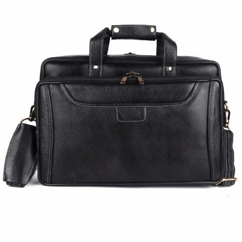 Black Leather Office Laptop Bag