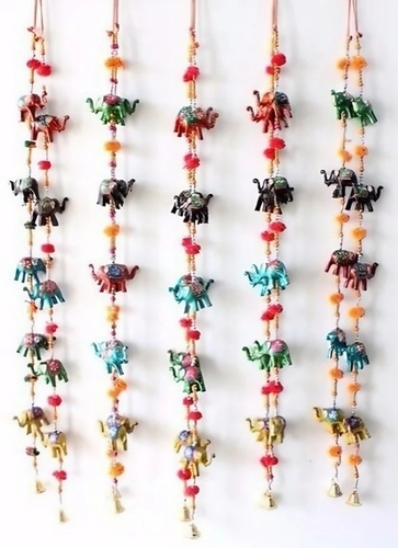 Elephant Door Hanging Home Decor - Multicolor Plastic | Handcrafted Artistry, Vibrant Colors, Cultural Design, Eco-Friendly, Functional Storage