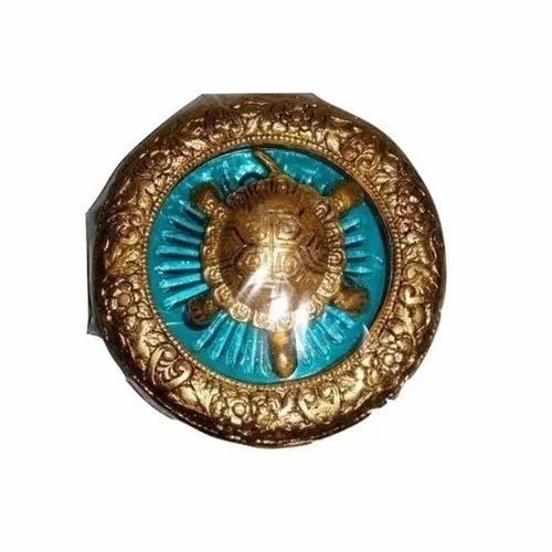 Gold Plated Tortoise Handicraft - Glass and Metal 6 x 6 Inch Golden Color Round Shape | Modern Style for Indoor and Outdoor Use