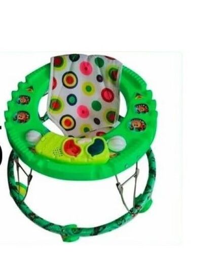 Premium Green and White Musical Baby Walker - 2 Foot Lightweight Metal Design, Machine Washable, Child-Safe, Detachable Seat, Push Handle, Interactive Music Feature