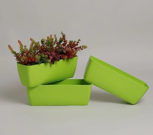 Plastic Planter Pot - Rectangular Design, Green Plastic Material | Ideal for Garden Usage
