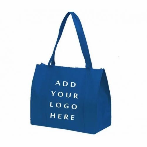 Printed Tote Bag - Cotton Fabric, Customized Size, Blue Color | Durable Design, Washable with Zipper Closure, Double Handles