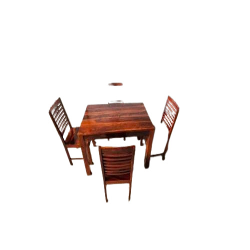 Sheesham Wood Dining Table Set - 4 Seater Rectangular Design Teak Honey Finish With Wooden Chairs Assembly Required