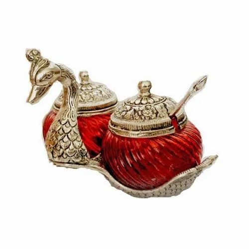 Silver Plated 2 Bowl Set - Glass & Metal, 5 Inch Size, Silver Finish | Features Durable Steel, Elegant Design, Perfect For Serving