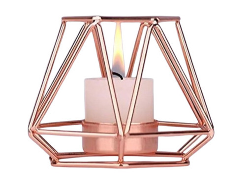 Antique Imitation Metal T Light Candle Holder - 4x4x5 Inches Golden Shape-Cage Design for Ceremony Party and Home Decoration