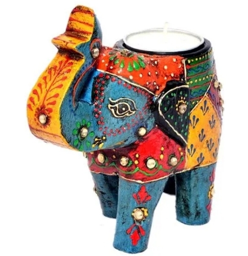 Wooden Elephant Candle Holder