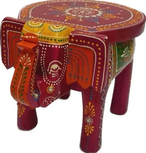 Wooden Elephant Stool - Solid Wood, 8 Inch Height | Unique Handcrafted Design, Multi-Purpose Use, Eco-Friendly Materials, Lightweight, Durable Finish, Decorative Appeal