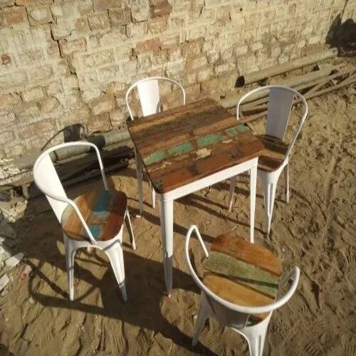 Mango Wood and Iron Rectangular Table - Seating Capacity for 4, Attractive Design, Customizable Size, Black Finish