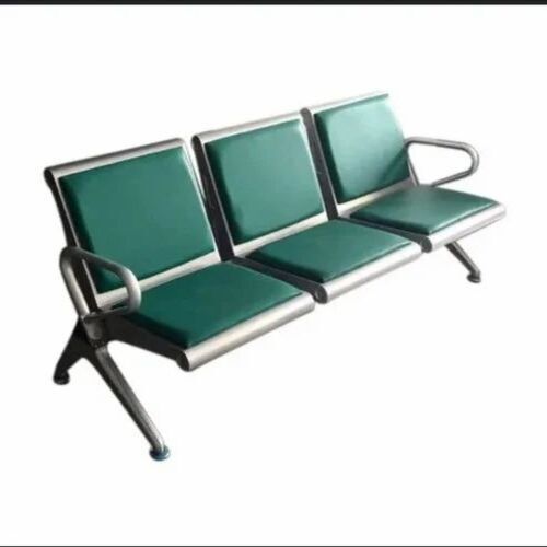 Stainless Steel 3 Seater Waiting Chair - Silver Powder Coated Finish | Attractive Design for Hospital Use