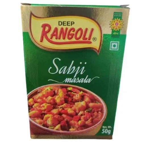 50gm Sabji Masala - Powder FSSAI Certified | Grade A Shelf Life: 12 Months Room Temperature Storage Deep Rangoli Box Packaging