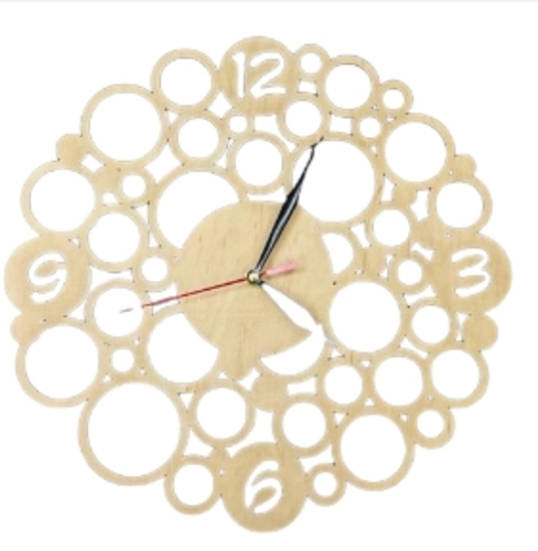 Analog Wooden Wall Clock - Plastic Material, Round Shape, Cream Color | Timeless Elegance with Natural Finish, Quiet Movement, Artisan Crafted Design