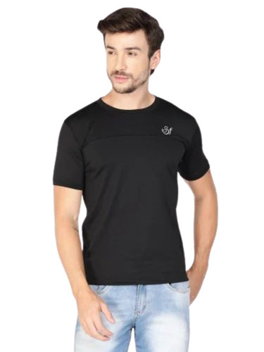 Black Lycra T Shirts - Light Weight, Breathable, Size: S, M, L, XL, Color: Black, O-Neck, Short Sleeves | 100% Purity, Washable Quality, Adult Male
