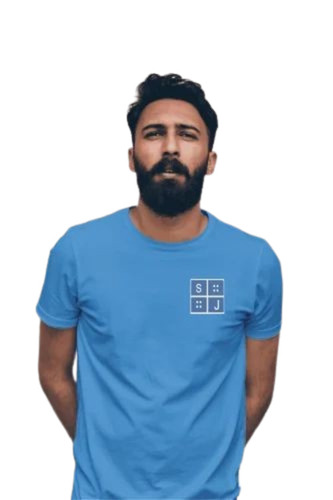 Blue Cotton T-Shirt - Light Weight, Breathable Fabric | O-Neck, Short Sleeves, Plain Design for Adults