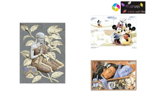 Decorative Poster Tiles - Hand Painted Gloss Porcelain 1200x2400 mm Acid-Resistant Heat Insulation Non-Slip Wear-Resistant