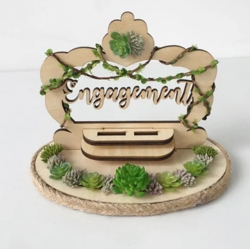 Designer Wedding Ring Ceremony Tray - Wooden, Brown | Elegant Presentation, Artistic Design, Premium Materials, Customizable Options, Luxurious Finish, Durable Craftsmanship, Timeless Aesthetic, Memorable Keepsake, Charming Detail