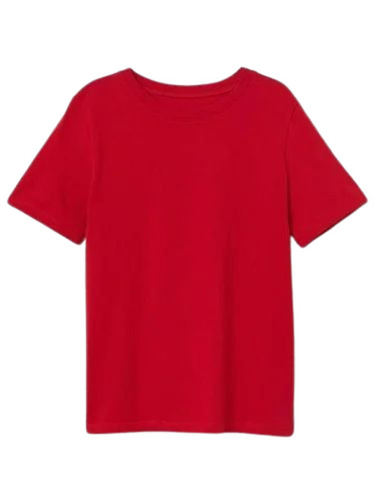 Kids Plain Cotton T-Shirt - Cotton, Medium Size, Red Color | Breathable, Light Weight, Short Sleeves - Perfect for Boys Aged 8-12 Years, Summer Style