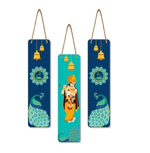 Krishna Wall Hangings - MDF, 12*31*1 Inches | Unique Antique Design, Assorted Colors, Radiate Positivity & Joyful Mindset