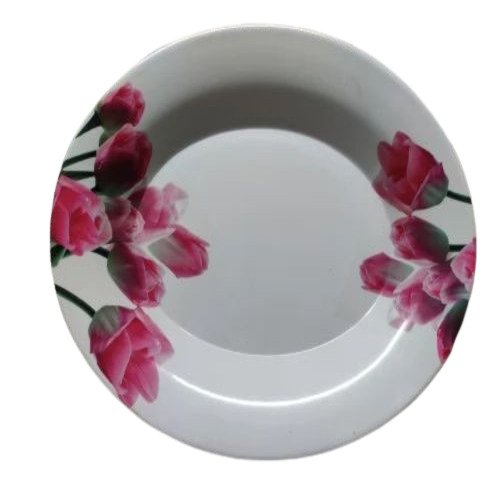 Melamine Oval Rice Plate - Printed Pattern, Custom Size, White Color, Microwave Safe Finishing | Perfectly Shaped for All Dining Needs