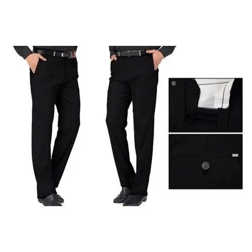 Men Black Formal Trouser - Poly Viscose Slim Fit 28-40 Waist | Smooth Texture Anti Pilling Breathable Quick Dry Double Pleats