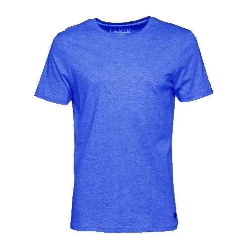 Men Blue Plain T-Shirt - Cotton Sizes XS-XL | Fun Slogans Cool Design Breathable Fabric Street-Inspired Graphic Art Playful Imagery