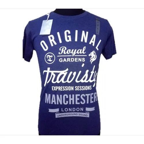 Premium Cotton Henley T-Shirt - Optimum Fit, Dark Blue Monochrome Camouflage Print, Sporty Style with Chest Pocket, Available in XXS to XL Sizes