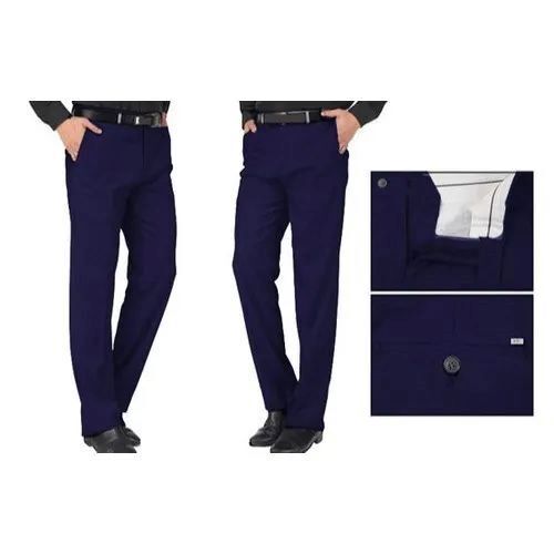 Premium Quality Cotton Slim Fit Navy Blue Formal Trouser - 28-40 Waist Size, Relaxed Fit with Pinstripe Detail, Anti-Pilling, Breathable, Quick Dry