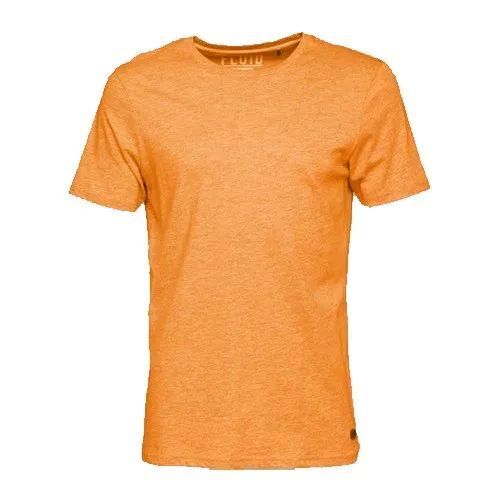 Men Orange Plain T-Shirt - Cotton Size S/XS/XXS/XL | Youthful Style Athletic Print Bold Typography Relaxed O-Neck Collar Full Front Print