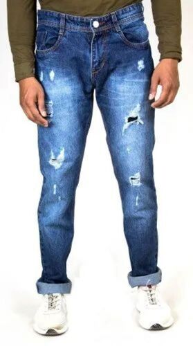 Men Premium Ripped Denim Jeans - Soft Fabric, Bootcut Design, Deep Pockets | Reinforced Seams, Belt Loops, Slim Ankle, Fitted Waist, Frayed Edges, No Fade, Waterproof