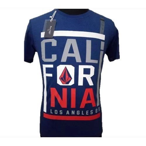 Premium Monochrome Cotton Printed T-Shirt - Optimum Quality, Sporty Style, Camouflage Print, Henley Neckline, Chest Pocket, Dark Blue