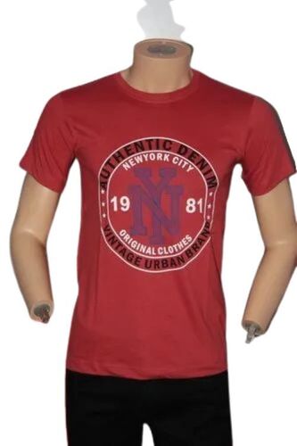Premium Cotton Printed T-Shirt - XXS to XL Size, Vibrant Red Color | Soft Fabric, Crew Neck, Short Sleeves, Logo Print, Abstract Design