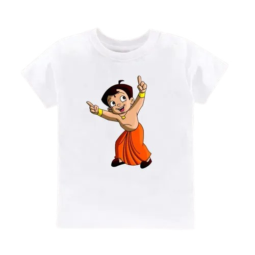 Party Wear Kids Cotton T-Shirt - 100% Cotton, Medium Size, White Color, 120 GSM | Lightweight, Breathable, Short Sleeves, Printed Design for Boys, Modern Summer Style
