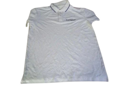 Polo Cotton T Shirt - Light Weight and Breathable, Size: S/M/L/XL, Color: White, Short Sleeves, Adult Male, Plain Pattern, 100% Cotton