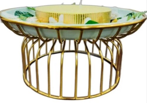 Round Iron Cake Stands - Iron Material 10 Inch Diameter Golden Color | Durable Round Design for Restaurants and Events