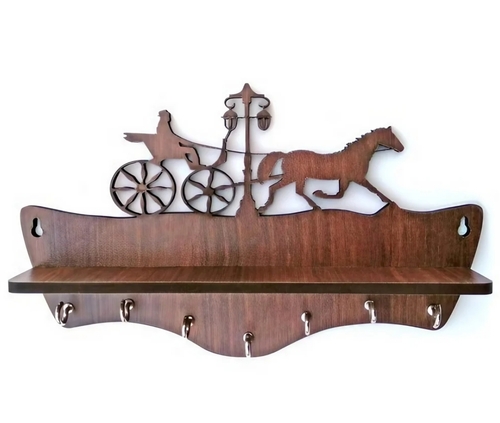 Rustic Wooden Key Holder - Polished Natural Wood Finish, Glossy Antique Imitation Style, Handcrafted Quality, Space-Saving Organizational Aid, Durable Design for Versatile Home Decor