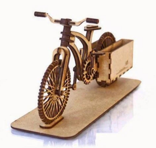 Wooden Antique Bicycle Business Card Holder - Wood, 26x15x9 cm, Glossy Finish | Artisan Crafted, Vintage Charm, Eco-Friendly Decor, Eye-Catching Design