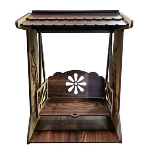 Wooden Handicraft Swing - Teak Wood Natural Brown Finish | Artisan Crafted Rustic Charm Comfortable Seating Outdoor Friendly Versatile Design Handmade Quality Timeless Appeal Relaxing Retreat